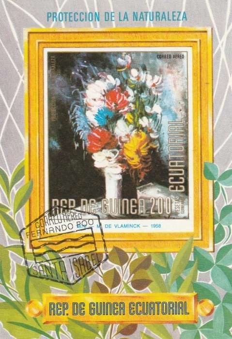 Guinea Guinee Equatorial - Miniature Sheet CTO - Nature Protection Painting Flowers