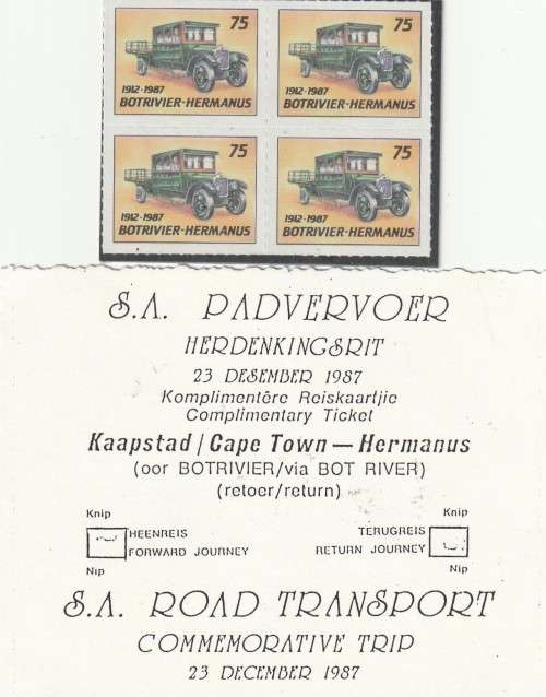 South Africa RSA - 1987 - SA Road Transport Commemorative Trip Cinderella Invitation Program Ticket
