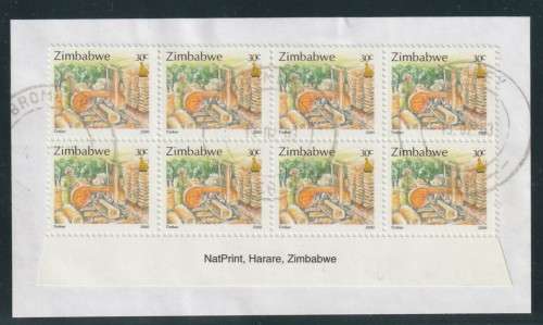 Zimbabwe - 2000 - Commerce and Industry 30c Imprint block on piece