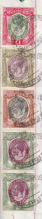 South Africa Union - 1925 - Revenue usage on Akte van Transport