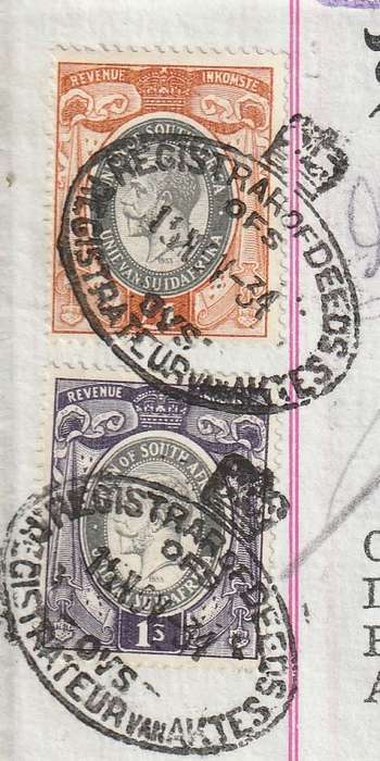 South Africa Union - 1934 - Revenue Usage on Deed of Transfer
