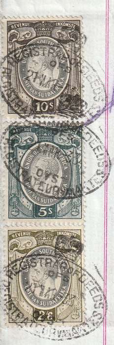 South Africa Union - 1933 - Revenue Usage on Akte van Transport