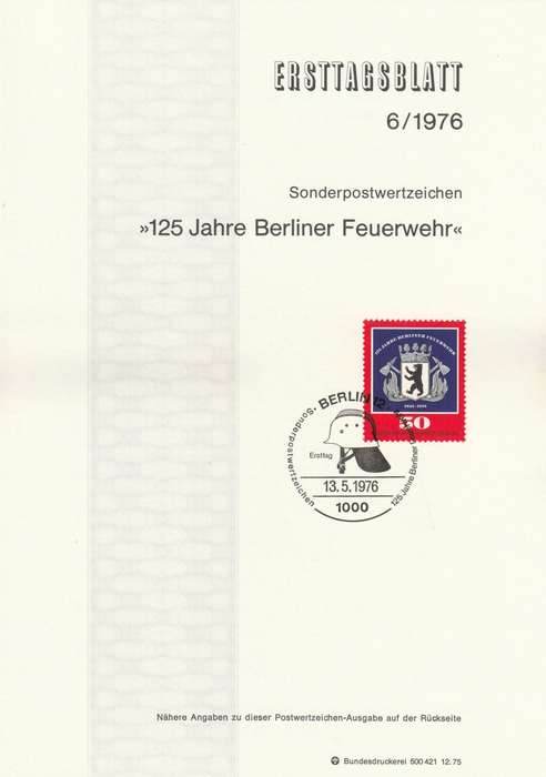 Germany - Berlin - 1976 - Berlin Fire Brigade 125th anniversary
