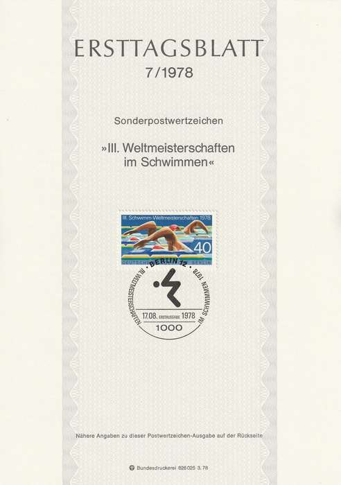 Germany - Berlin - 1978 - 3rd World Swimming Championships