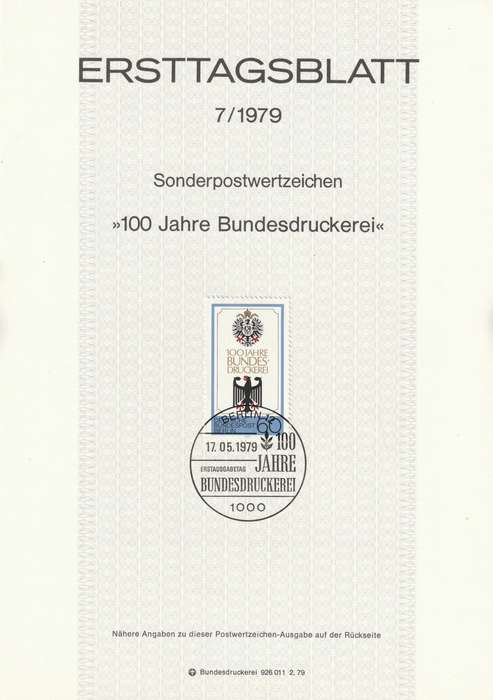 Germany - Berlin - 1979 - Centenary of German National Printing Bureau