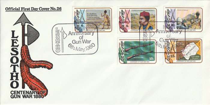 Lesotho - 1980 - Gun War Centenary - Complete Set on FDC