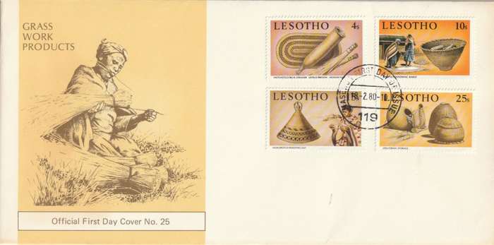 Lesotho - 1980 - Grass Work Products - Complete Set on FDC