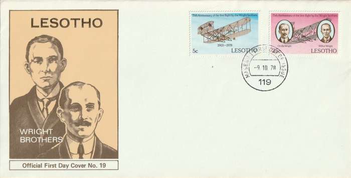 Lesotho - 1978 - 75th anniversary of 1st powered flight - Complete Set on FDC