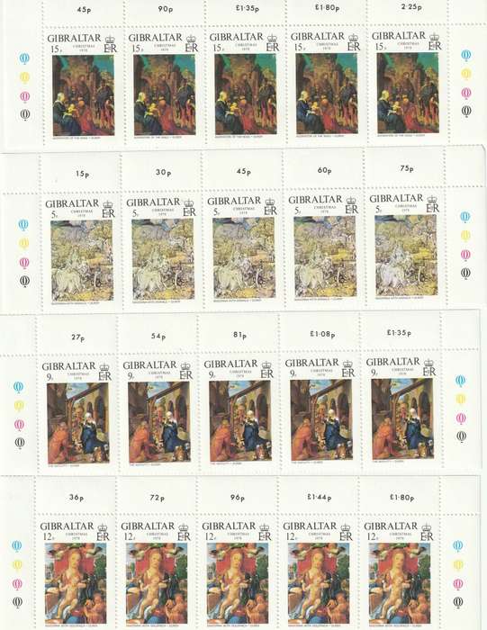Gibraltar - 1978 - Christmas Strips of 5