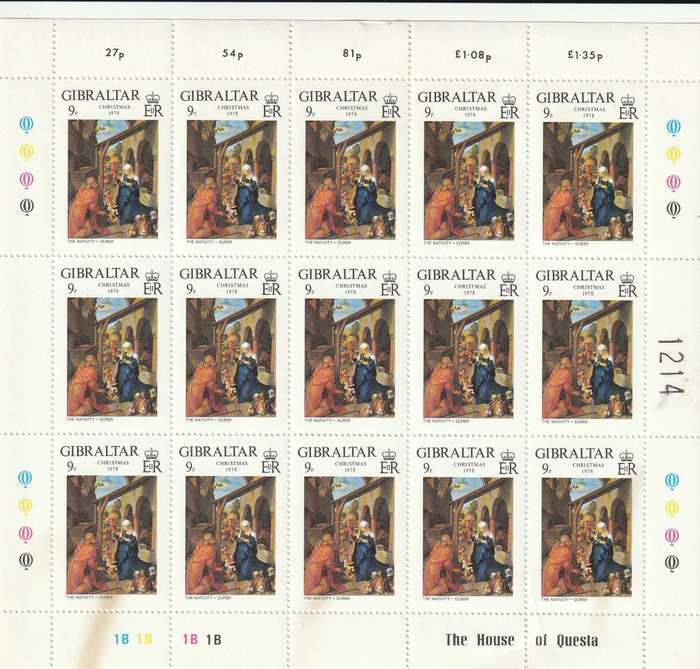Gibraltar - 1978 - Christmas Complete Sheets