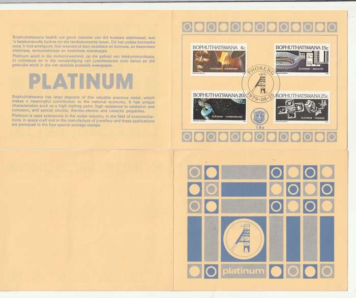 Bophuthatswana - 1979 - Platinum Minerals Mining - First Day Collectors Small Card