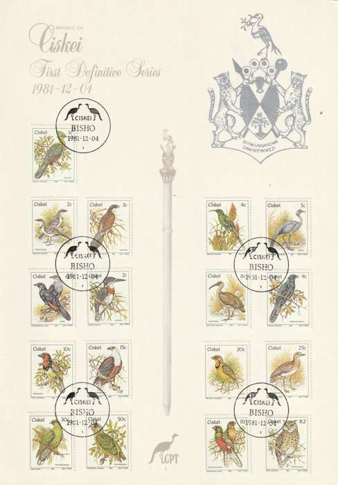 Ciskei - 1981 - Birds First Definitive - First Day Large Card