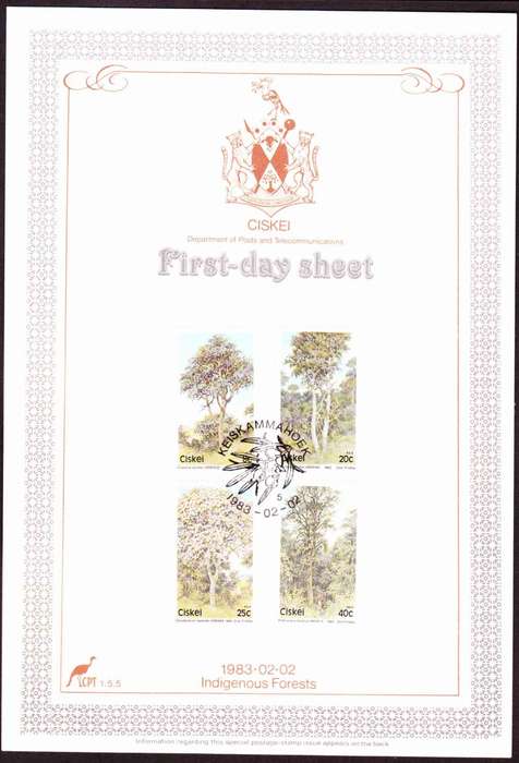 Ciskei - 1983 - Indigenous Forests Trees - First Day Sheet - Medium