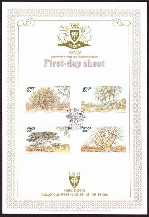 Venda - 1983 - Indigenous Trees - First Day Sheet - Medium