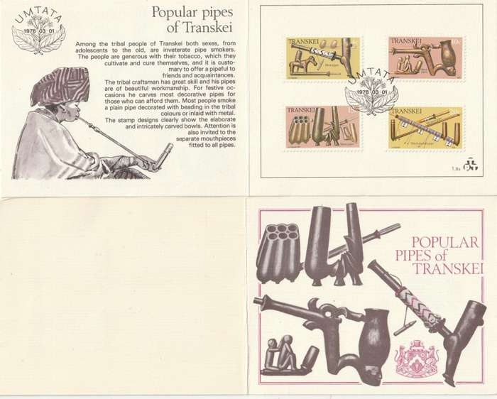Transkei - 1978 - Woodcarving - Smoking Pipes - First Day Collectors Small Card
