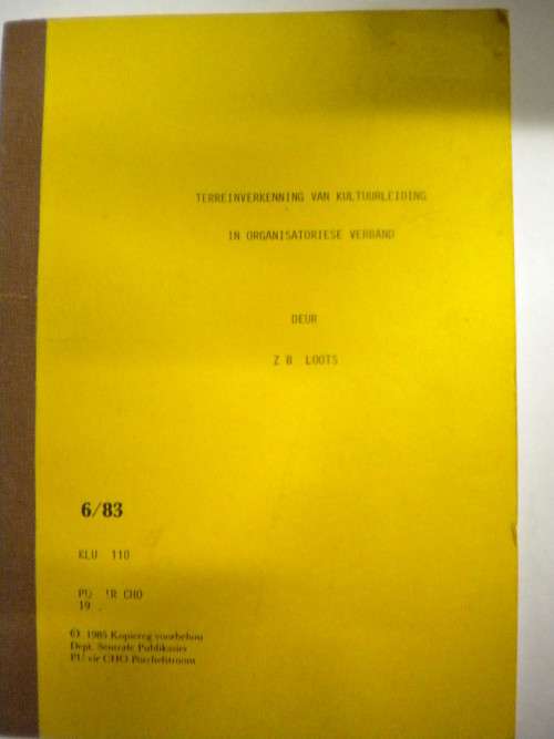 Terreinverkenning van kultuurleiding in organisatoriese verband deur ZB Loots