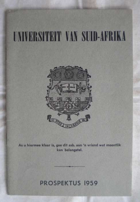Universiteit van Suid-Afrika prospektus 1959