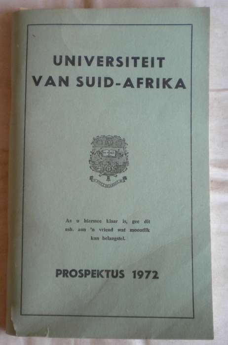 Universiteit van Suid-Afrika prospektus 1972