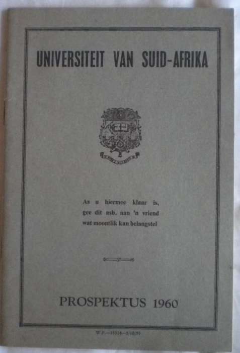 Universiteit van Suid-Afrika Prospektus 1960
