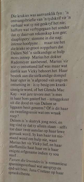 Tussen die lewendes deur Jana Coetzee