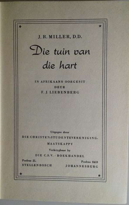 Die tuin van die hart deur JR Miller