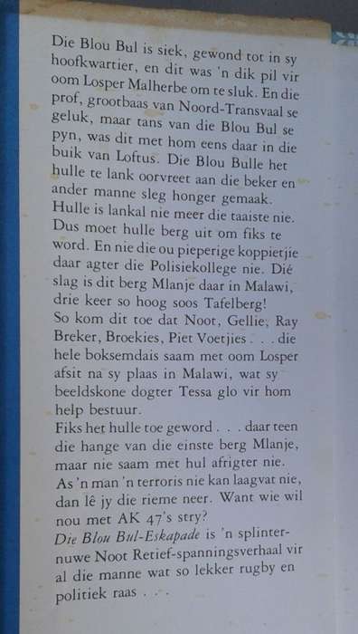 Die blou bul-eskapade deur Jasper M Cloete (Klub 707)