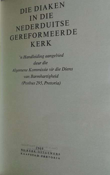 Die diaken in die Nederduitse Gereformeerde Kerk