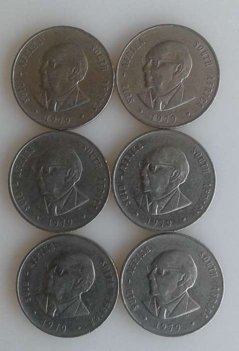 6 x Old SA R1 coins (1979)