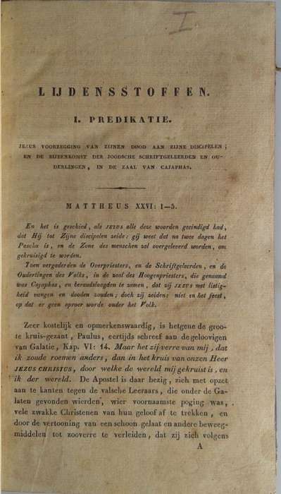 Predikatien over het lijden van onzen Heere Jezus Christus 1842