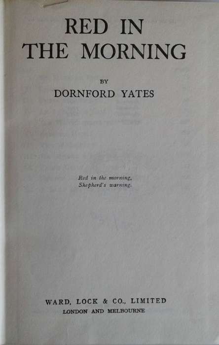 Red in the morning by Dornford Yates