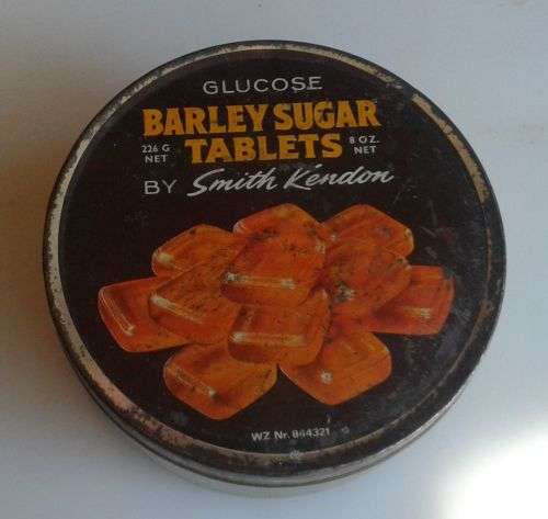 Glucose barley sugar tablets by Smith Kendon tin