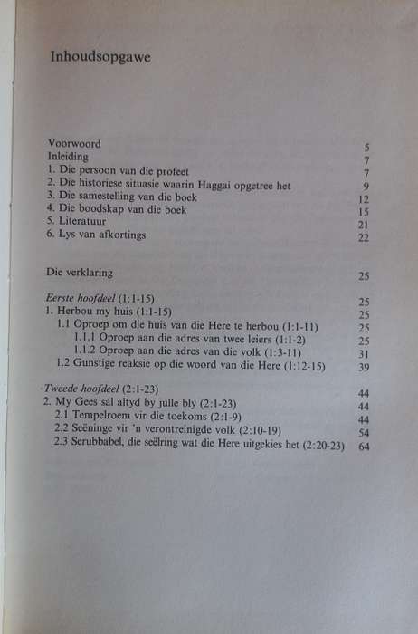 Die boek Haggai verklaar deur dr PA Verhoef