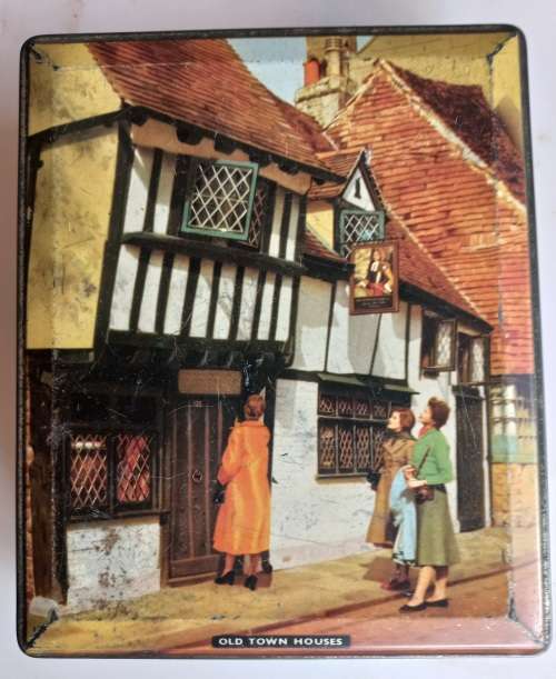 Vintage Edward Sharp tin: Old town houses