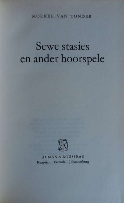 Sewe stasies en ander hoorspele deur Morkel van Tonder
