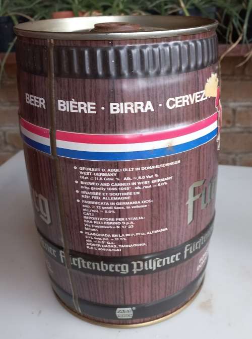 Furstenberg beer tin (empty)