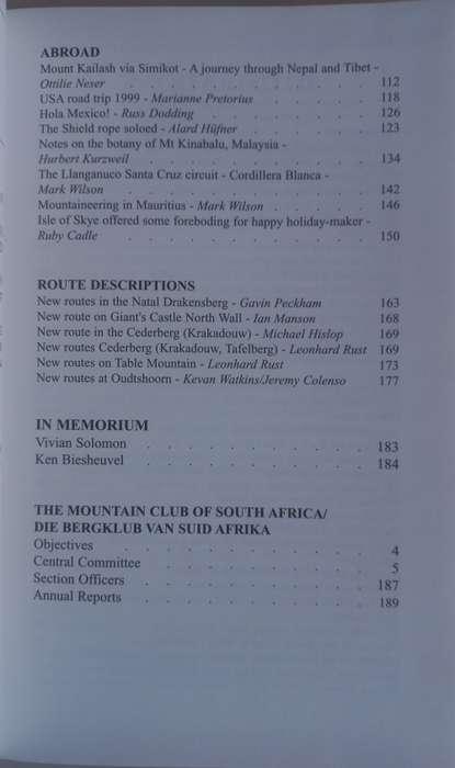 Die joernaal van die bergklub van Suid-Afrika 1999