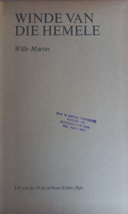 Winde van die hemele deur Wille Martin