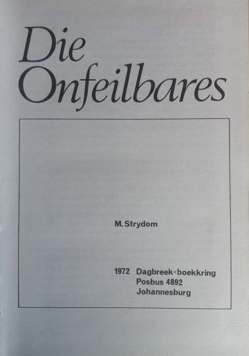 Die onfeilbares deur M Strydom