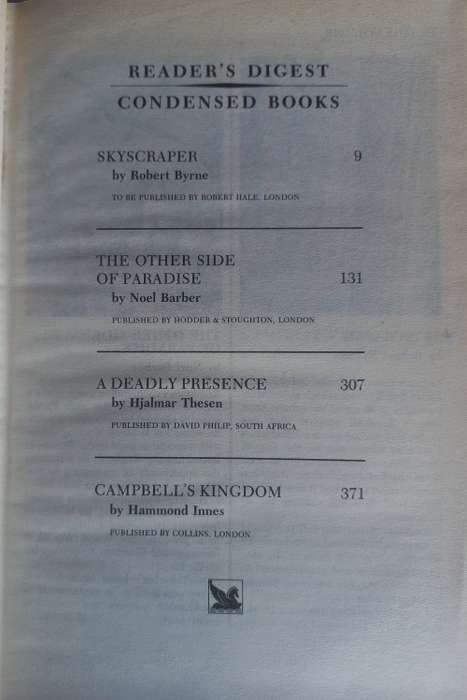 Reader`s digest condensed book: Skyscraper, The other side of paradise, A deadly presence