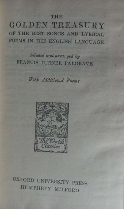 Palgraves golden treasury with additional poems