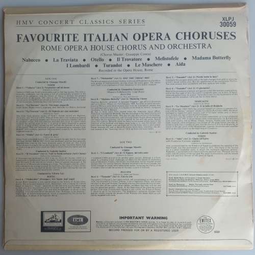 Favourite Italian opera choruses LP