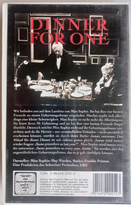 Dinner for one VHS