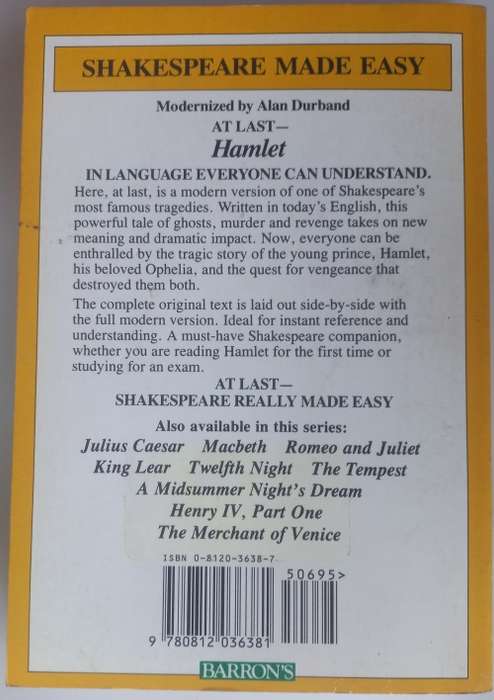 Hamlet (modern English version side-by-side with full original text) by William Shakespeare