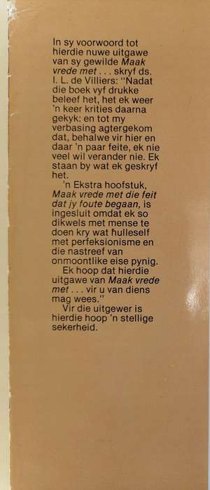 Maak vrede met deur IL de Villiers
