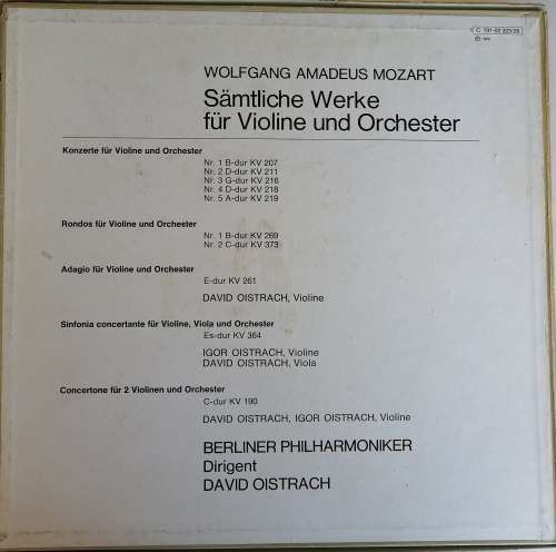Mozart samtliche werke fur violine und orchester 4 LP