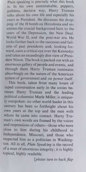 Plain Speaking - conversations with Harry S Truman by Merle Miller