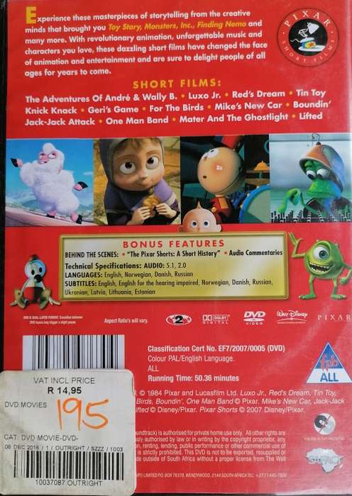 Pixar short films dvd