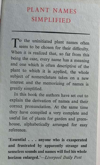 Plant names simplified
