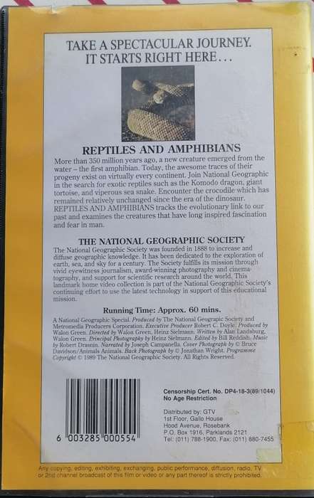 National geographic Reptiles and amphibians VHS