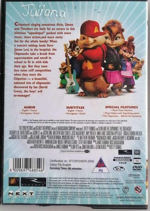 Alvin and the chipmunks 2 dvd